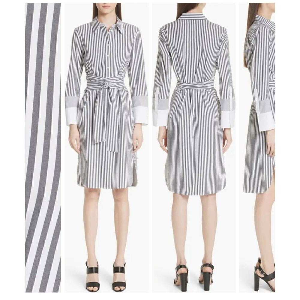 Lafayette 148 Fabiola Saxony Strips Dress M